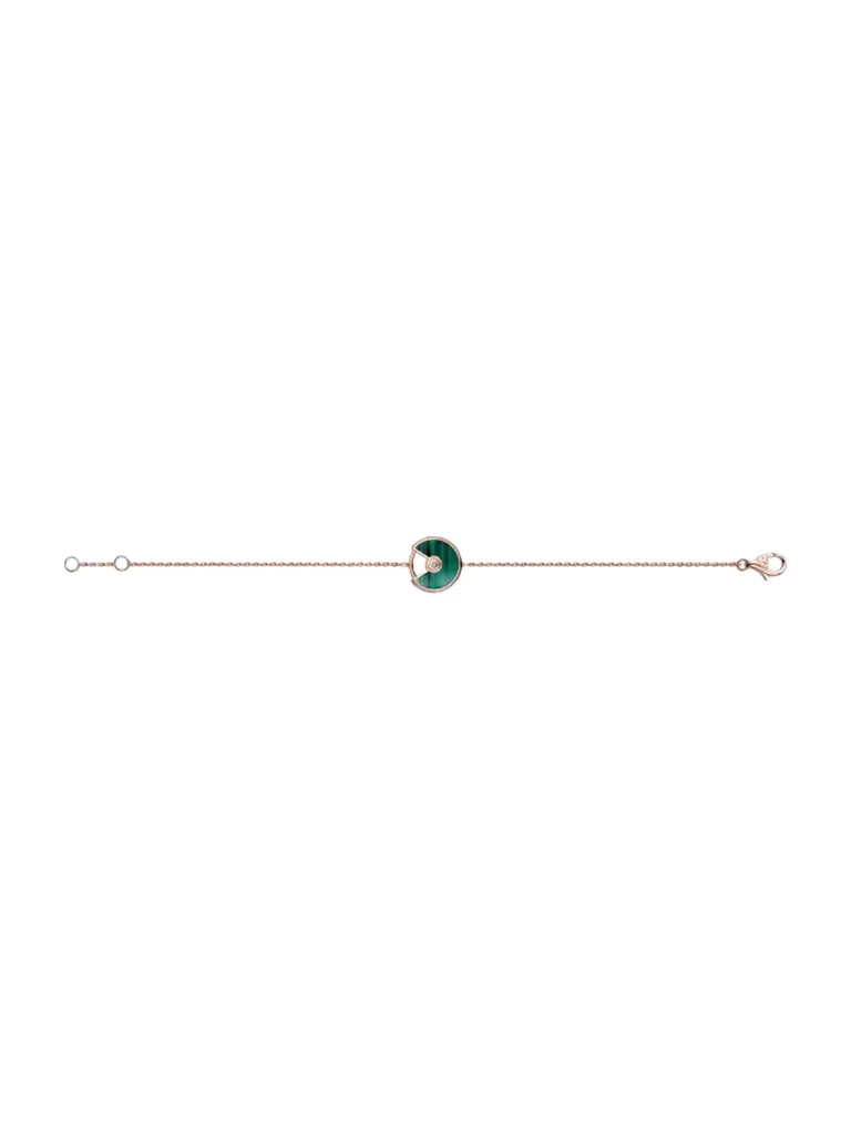Amulette-De-Cartier-Ladies-Bracelet-18k-Pink-Gold-Malachite-Diamond