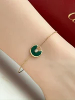 Amulette-De-Cartier-Ladies-Bracelet-18k-Pink-Gold-Malachite-Hand
