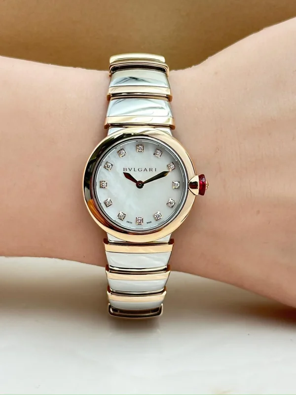 Bvlgari-Lvcea-Rose-Gold-Watch-Steel-Diamonds-MOP-Dial-Hand