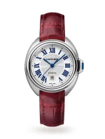 Cle-De-Cartier-Steel-Watch-Leather-Silver-Guilloche-Dial-Automatic-38-mm