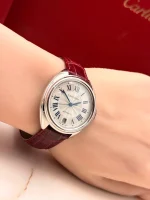 Cle-De-Cartier-Steel-Watch-Leather-Silver-Guilloche-Dial-Automatic-Side