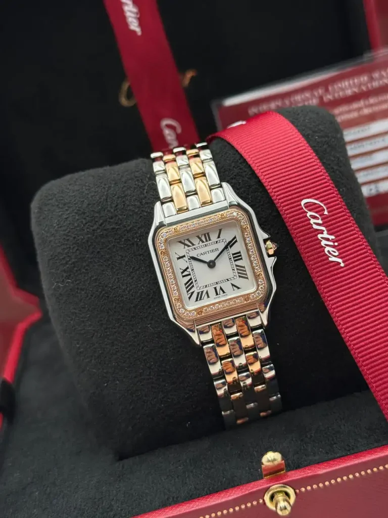 Panthere-De-Cartier-Watch-W3PN0007-Diamonds-18k-Rose-Gold-Steel-Box