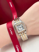 Panthere-De-Cartier-Watch-W3PN0007-Diamonds-18k-Rose-Gold-Steel-Silver-Dial-Hand