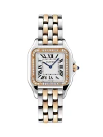 Panthere-De-Cartier-Watch-W3PN0007-Diamonds-18k-Rose-Gold-Steel-Silver-Dial-Quartz