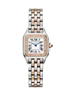 Panthere-De-Cartier-Watch-W3PN0007-Diamonds-18k-Rose-Gold-Steel-Silver-Dial-Quartz