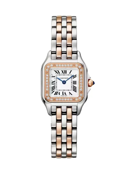 Panthere-De-Cartier-Watch-W3PN0007-Diamonds-18k-Rose-Gold-Steel-Silver-Dial-Quartz