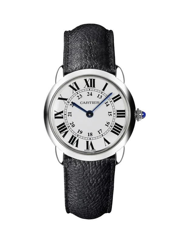 Ronde-Solo-De-Cartier-Steel-Watch-WSRN0019-Silver-Dial-Leather-Quartz-29