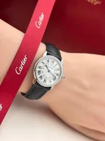 Ronde-Solo-De-Cartier-Steel-Watch-WSRN0019-Silver-Dial-Leather-Side