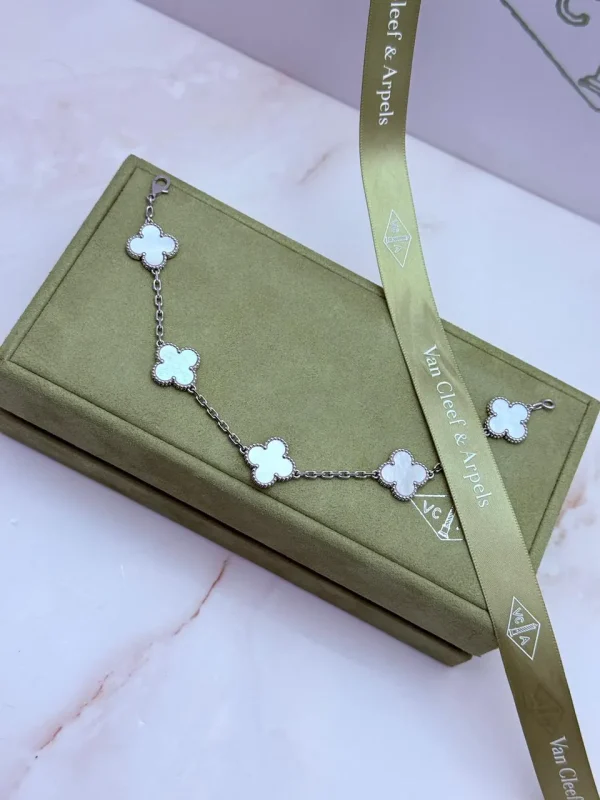 Van-Cleef-Arpels-Vintage-Alhambra-Bracelet-5-Motifs-18k-White-Gold-MOP