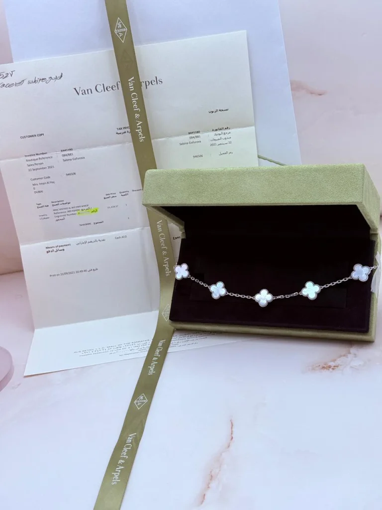 Van-Cleef-Arpels-Vintage-Alhambra-Bracelet-5-Motifs-VCARF48400-18k-White-Gold-Original