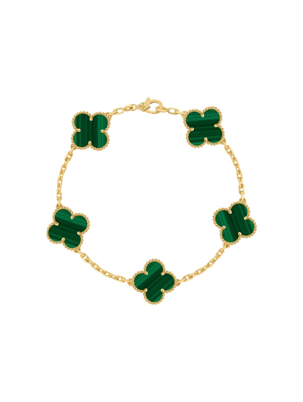 Van-Cleef-Arpels-Vintage-Alhambra-Yellow-Gold-Bracelet-VCARL80900-5-Motifs-Malachite-19