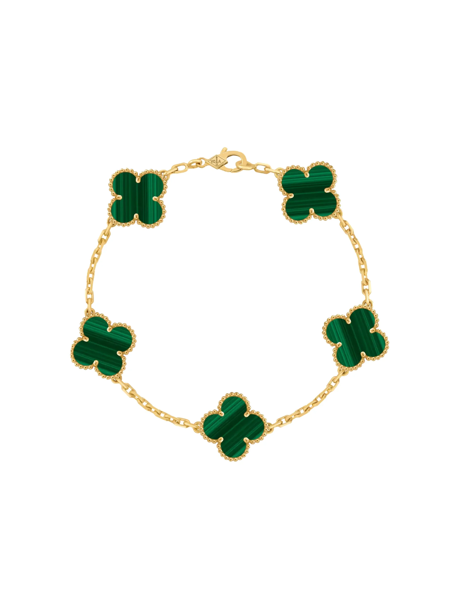 Van-Cleef-Arpels-Vintage-Alhambra-Yellow-Gold-Bracelet-VCARL80900-5-Motifs-Malachite-19 Van-Cleef-Arpels-Vintage-Alhambra-Yellow-Gold-Bracelet-VCARL80900-5-Motifs-Malachite-19