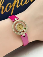 Vintage-Chopard-Happy-Diamonds-Watch-Yellow-Gold-Red-Ruby-Green-Emerald-Blue-Sapphire-Hand