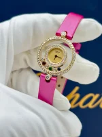 Vintage-Chopard-Happy-Diamonds-Watch-Yellow-Gold-Red-Ruby-Green-Emerald-Blue-Sapphire-Side