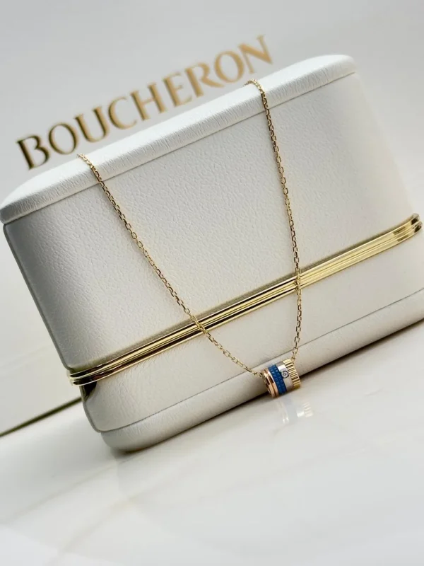 Boucheron-Quatre-Blue-Edition-Mini-Ring-Pendant-Yellow-Rose-White-Gold-Blue-Ceramic-45