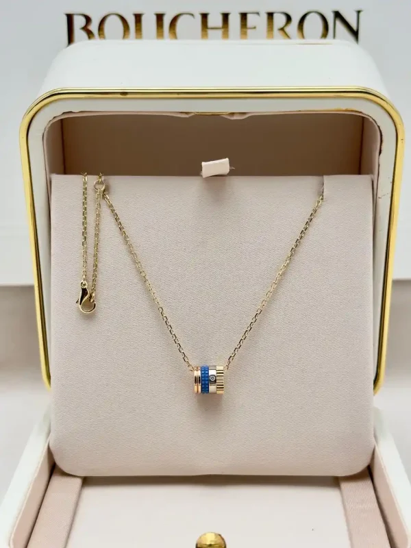 Boucheron-Quatre-Blue-Edition-Mini-Ring-Pendant-Yellow-Rose-White-Gold-Blue-Ceramic-Front