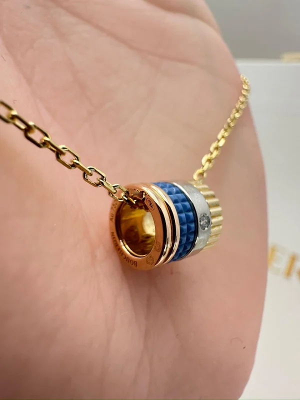 Boucheron-Quatre-Blue-Edition-Mini-Ring-Pendant-Yellow-Rose-White-Gold-Blue-Ceramic-Near