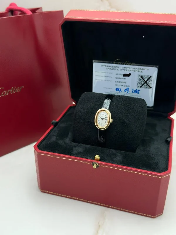 Cartier-Baignoire-Mini-Watch-WGBA0041-18k-Yellow-Gold-Quartz-Silver-Dial-Box