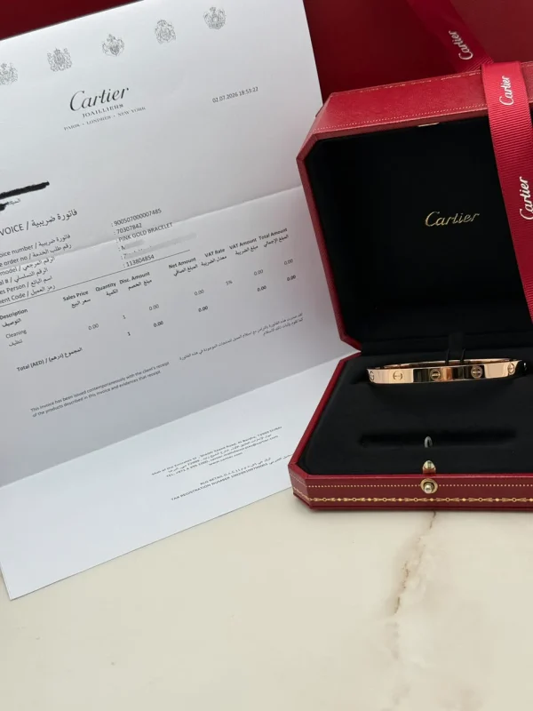 Cartier-Love-Classic-Model-Bracelet-18k-Rose-Gold-Service-Paper