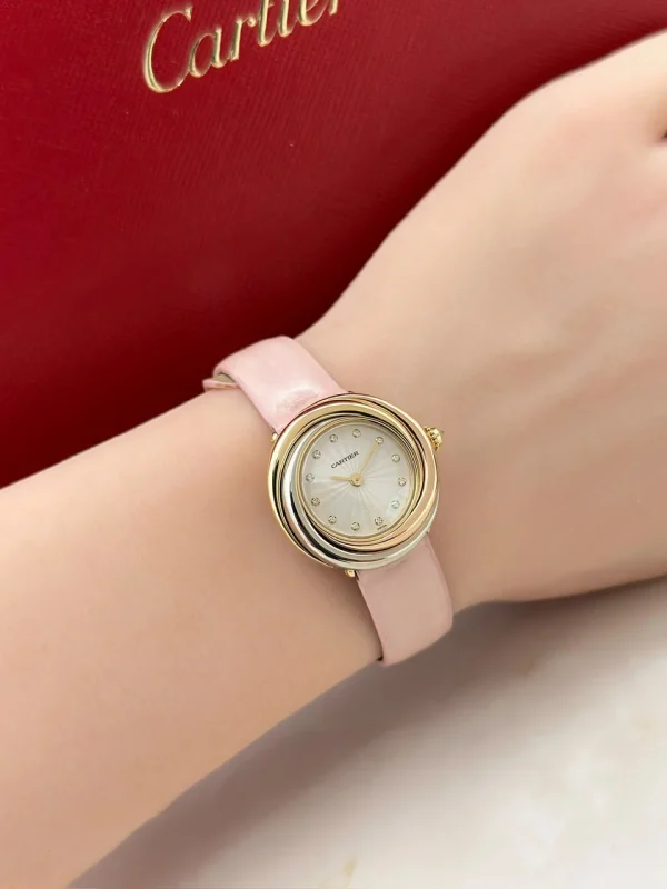 Cartier-Trinity-Ladies-Watch-WG200246-18k-Yellow-Rose-White-Gold-Quartz-Leather