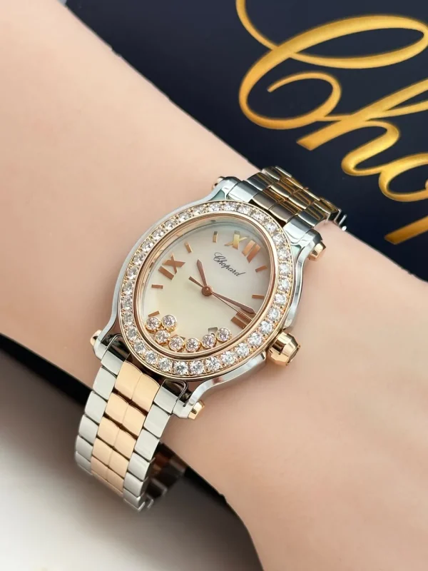 Chopard-Happy-Sport-Oval-Watch-278546-6004-18k-Rose-Gold-Steel-MOP-Dial