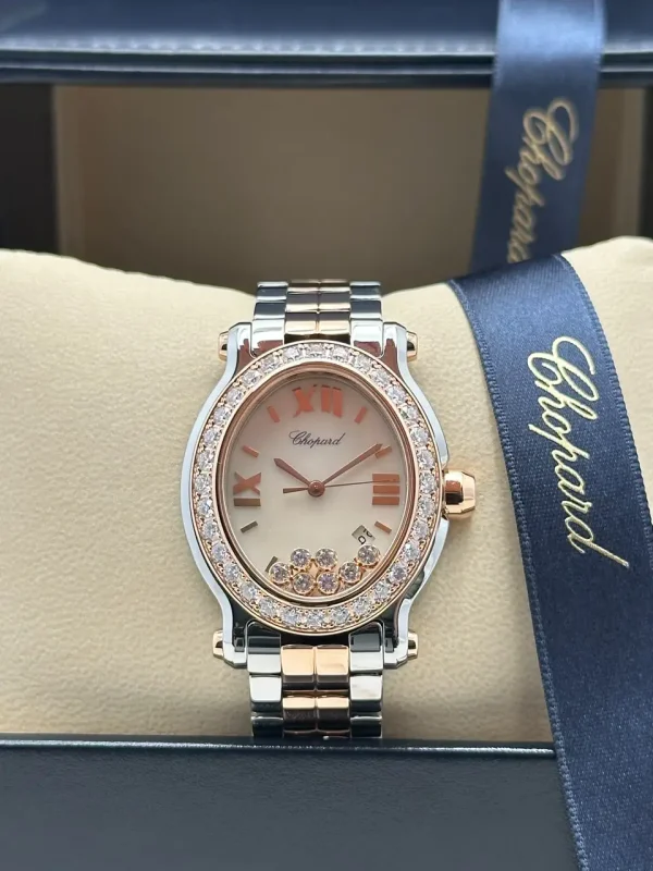 Chopard-Happy-Sport-Oval-Watch-278546-6004-18k-Rose-Gold-Steel-MOP-Dial-Front