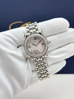 Chopard-Happy-Sport-Steel-Watch-Diamonds-White-Dial-Front