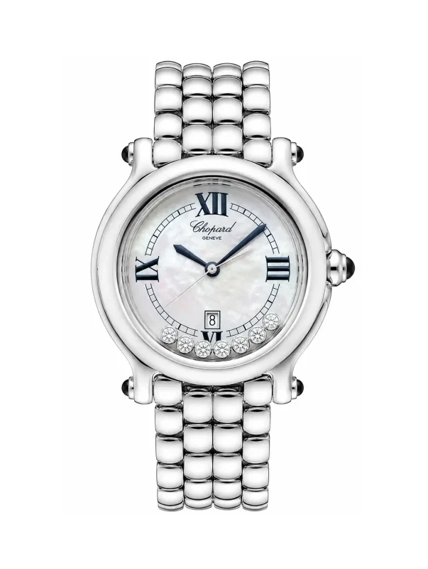 Chopard-Happy-Sport-Steel-Watch-Medium-Model-MOP-Dial-Diamonds-Quartz-32-MM