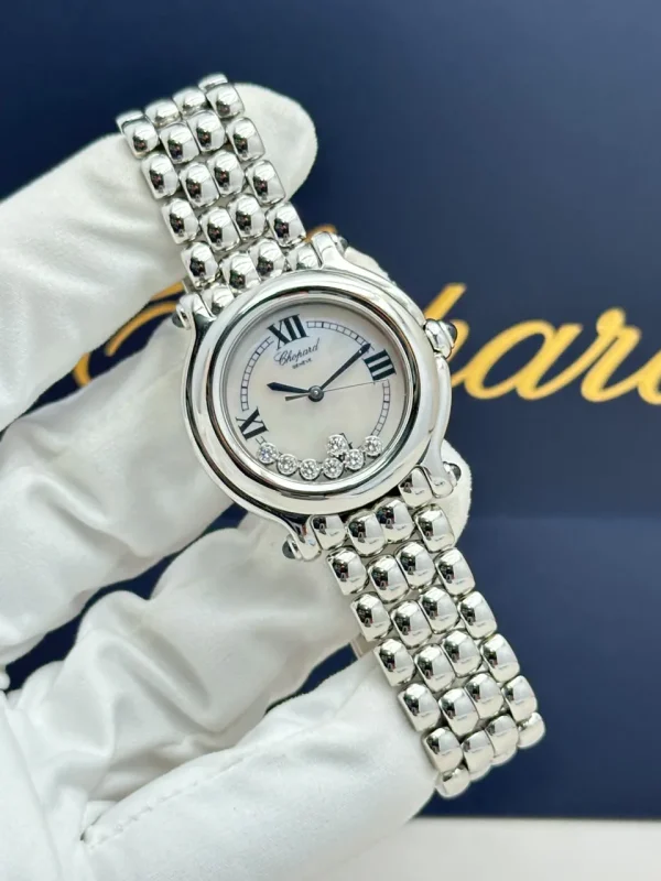 Chopard-Happy-Sport-Steel-Watch-Medium-Model-MOP-Dial-Diamonds-Quartz