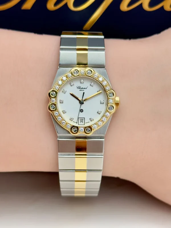 Chopard-ST.Mortiz-Watch-Small-Model-18k-Yellow-Gold-Steel-Diamonds-Front