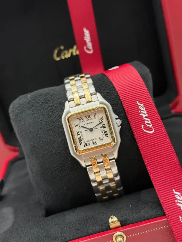 Panthere-De-Cartier-Ladies-Watch-18k-Yellow-Gold-Steel-Medium-Model-Box