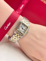 Panthere-De-Cartier-Ladies-Watch-18k-Yellow-Gold-Steel-Medium-Model-Hand