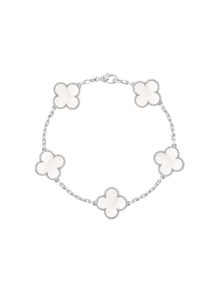 Van-Cleef-Arpels-Vintage-Alhambra-5-Motifs-Bracelet-18k-White-Gold-MOP-VCARF48400