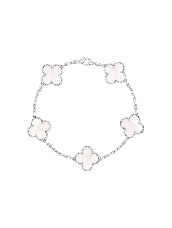 Van-Cleef-Arpels-Vintage-Alhambra-5-Motifs-Bracelet-18k-White-Gold-MOP-VCARF48400