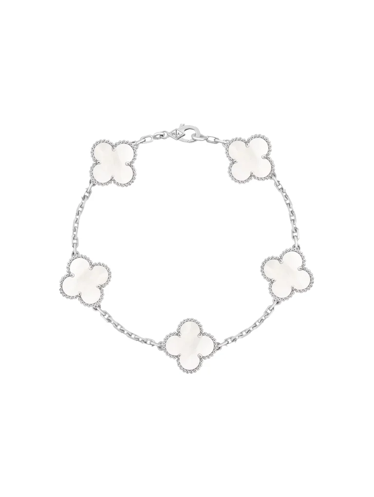 Van-Cleef-Arpels-Vintage-Alhambra-5-Motifs-Bracelet-18k-White-Gold-MOP-VCARF48400