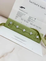 Van-Cleef-Arpels-Vintage-Alhambra-5-Motifs-Bracelet-18k-White-Gold-Service-Paper