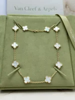 Van-Cleef-Arpels-Vintage-Alhambra-Necklace-10-Motifs-18k-Yellow-Gold-White-MOP-Front