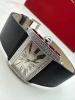Cartier-Tank-Divan-Mini-Model-Watch-18k-White-Gold-Diamonds-Silver-Dial-Satin-Strap-Crown