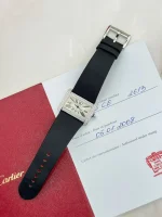 Cartier-Tank-Divan-Mini-Model-Watch-18k-White-Gold-Diamonds-Silver-Dial-Satin-Strap-Up