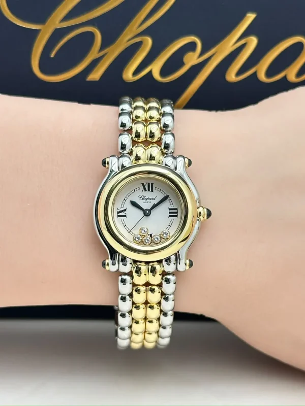 Chopard-Happy-Sport-Ladies-Watch-18k-Yellow-Gold-Steel-Quartz-Front