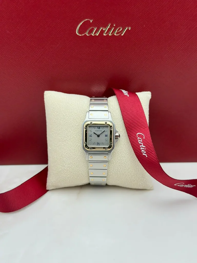 Santos-De-Cartier-Galbee-Watch-18k-Yellow-Gold-Stainless-Steel-Small-Model-Original