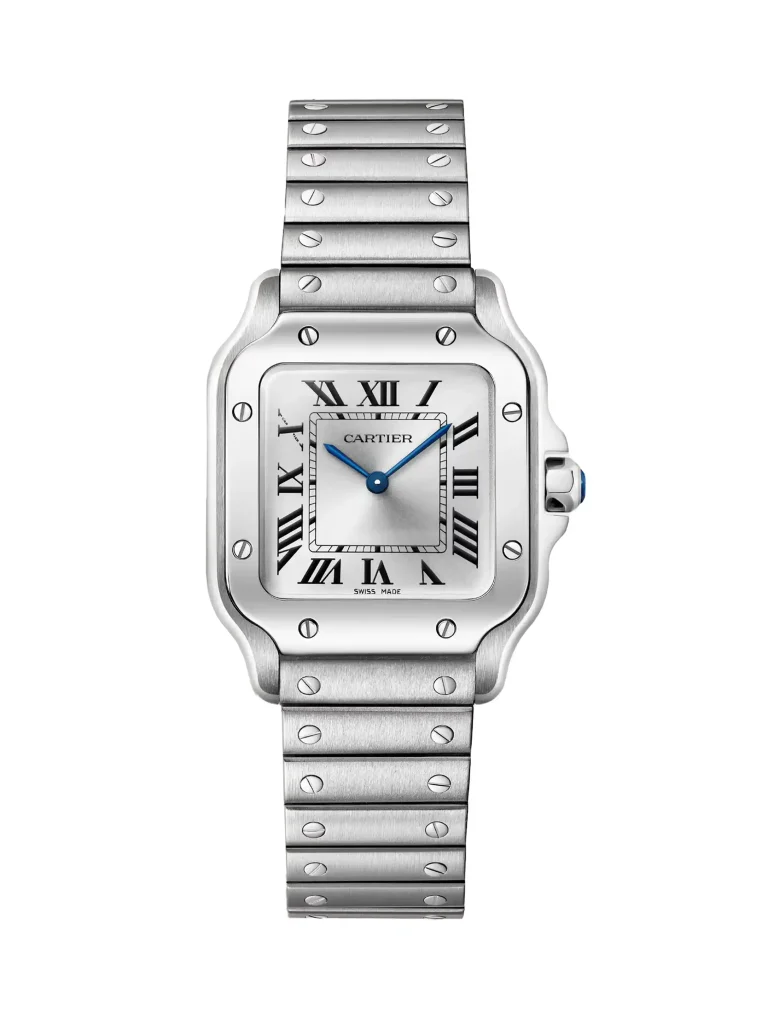 Santos-De-Cartier-Steel-Watch-WSSA0082-Small-Model-Silver-Dial-Quartz