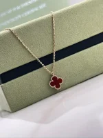 Van-Cleef-And-Arpels-Sweet-Alhambra-Rose-Gold-Pendant-Red-Carnelian