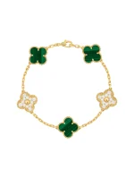 Van-Cleef-Arpels-Vintage-Alhambra-3-Malachite-Bracelet-VCARO7GQ00-18k-Yellow-Gold-Diamonds-19