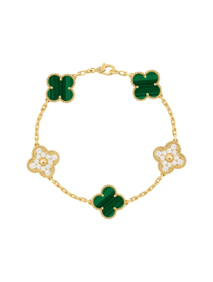 Van-Cleef-Arpels-Vintage-Alhambra-3-Malachite-Bracelet-VCARO7GQ00-18k-Yellow-Gold-Diamonds-19