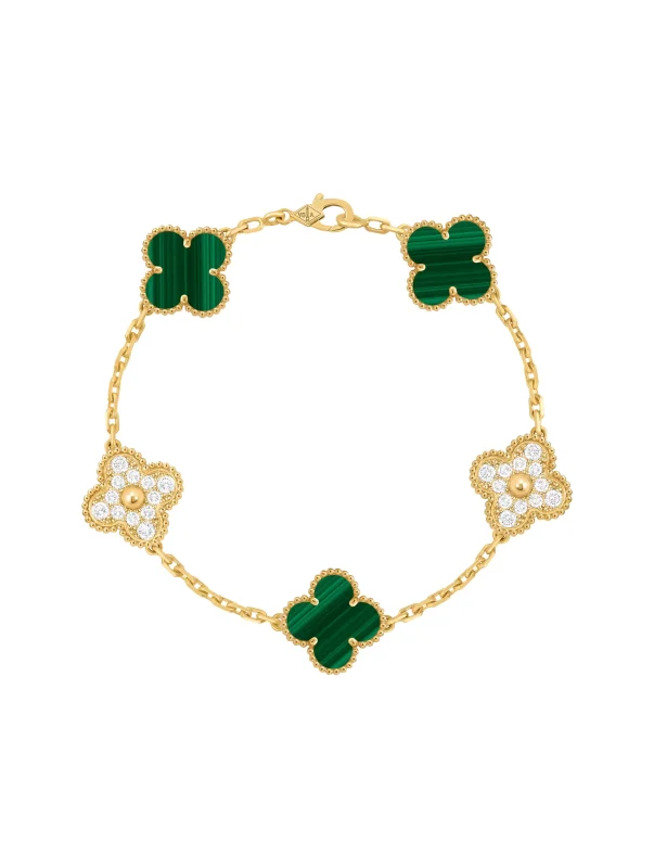Van-Cleef-Arpels-Vintage-Alhambra-3-Malachite-Bracelet-VCARO7GQ00-18k-Yellow-Gold-Diamonds-19